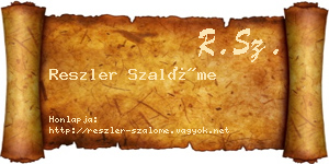 Reszler Szalóme névjegykártya